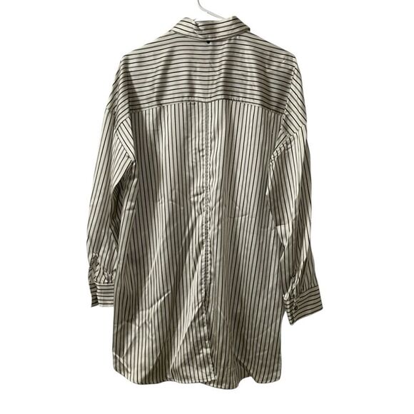 Adrienne Landau Stripe Satiny Button Down Shirt(Size Medium) - Picture 3 of 9